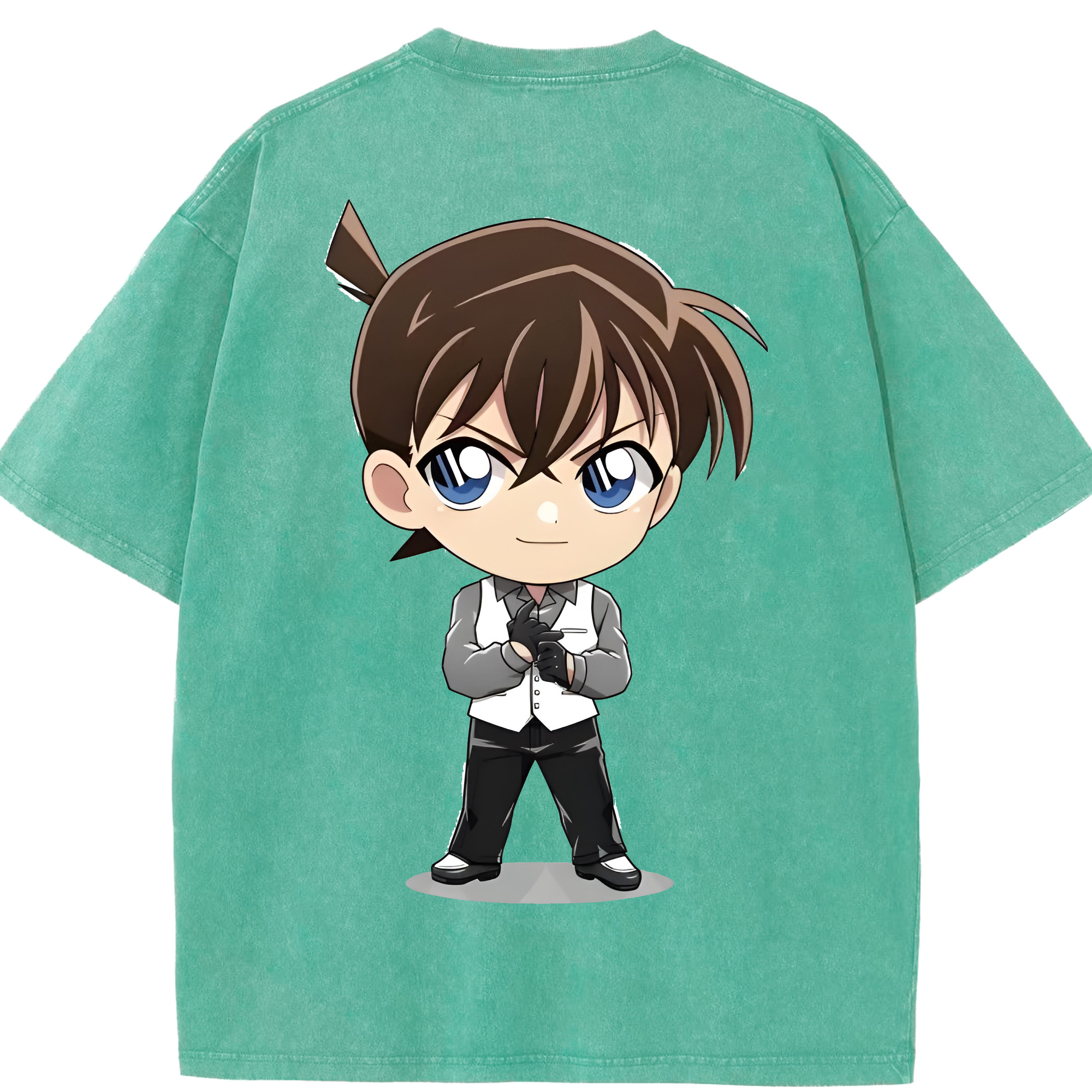 （画像用） 名探偵コナン 江戸川 コナン Detective Conan Conan Edogawa 綿100% ヴィンテージ風 半袖Tシャツ（背面プリント）
